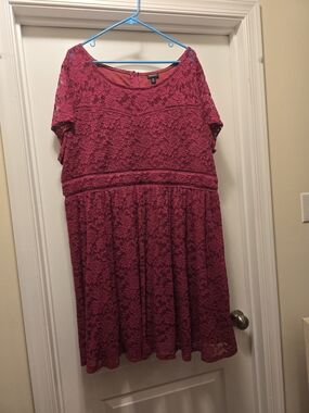 TORRID Lace Fit & Flare Dress in Berry